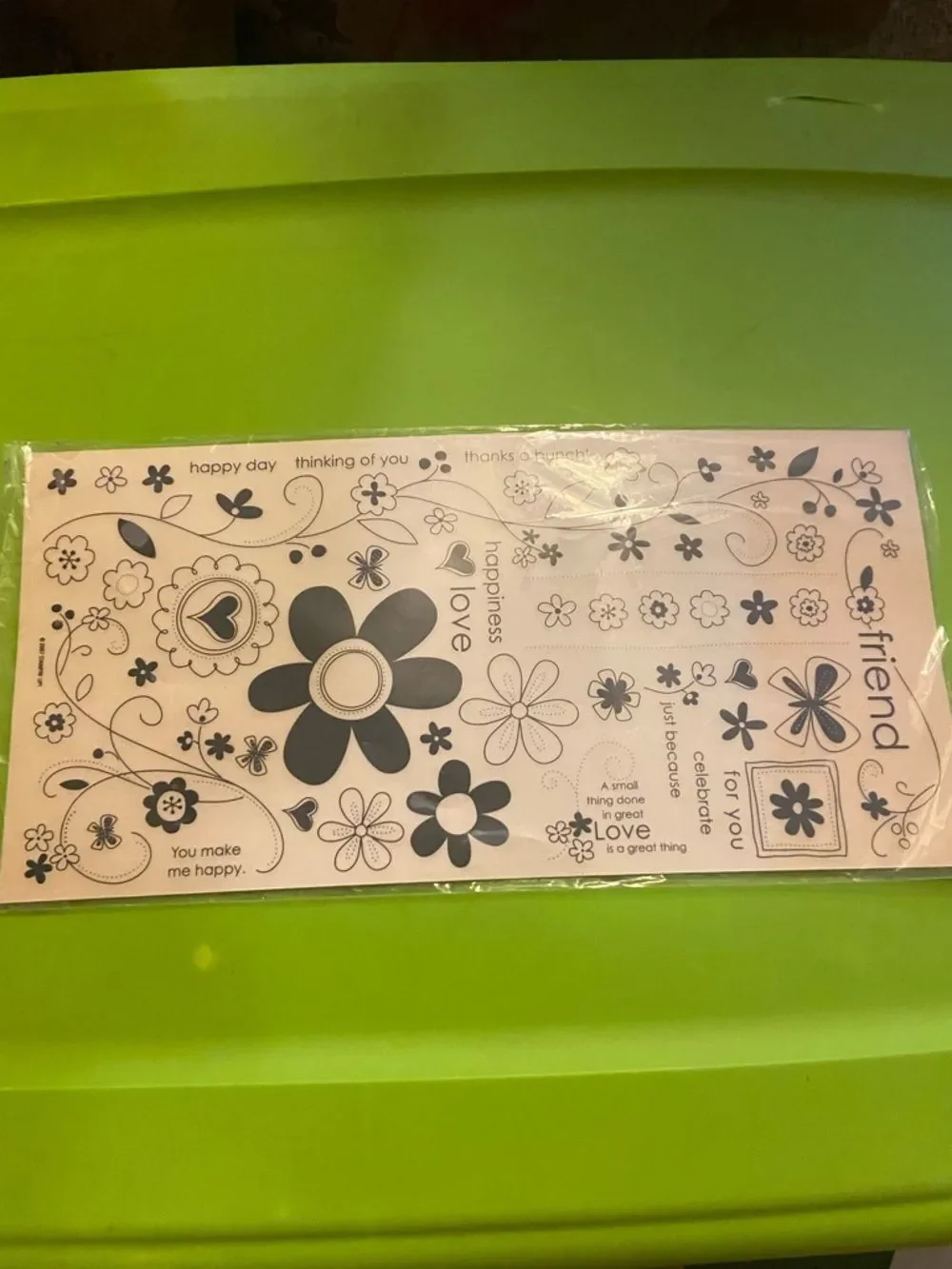 10/$50 Stampin' Up! Black Floral and Sentiment Clear Stamp Set Size 12”X6”